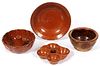 REDWARE POTTERY BOWLS PLATE & MUFFIN PAN