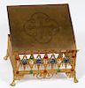 VINTAGE ENAMELED & JEWELED BRASS BIBLE STAND