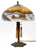 AMERICAN REVERSE-PAINTED GLASS TABLE LAMP