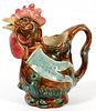 FRENCH MAJOLICA ROOSTER-FORM PITCHER LATE 19TH C.