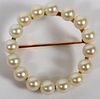 14KT YELLOW GOLD & CULTURED PEARL CIRCLE PIN