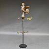 Molded Copper Crowing Rooster Weathervane, Directionals and Stand