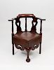 Chippendale Mahogany Corner Commode Chair, Possibly Albany, New York