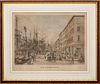 After Raoul Varin (1865-1943): Broadway, New York 1834; South Street from Maiden Lane 1828; and Printing House Square, New York 1864