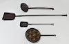 Wrought-Iron-Handled Copper Seven-Part Egg Cooker and Three Wrought-Iron Utensils