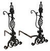 Pair Finely Hand-Crafted Wrought Iron