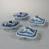Two Pairs of Canton Export Porcelain Vegetables Dishes with Covers