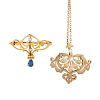 ART NOUVEAU DIAMOND, PEARL, OR SAPPHIRE YELLOW GOLD NECKLACE & BROOCH