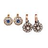 TWO PAIRS OF GEM-SET & GOLD CLUSTER EARRINGS