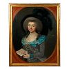 French Portrait of a Lady in Black Feathered Hat.