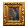 DESPUÉS DE PABLO PICASSO Mujer con abanico, 1905 Óleo sobre madera Copia realizada en 1939 por Francisco R Godoy Firmado E...