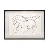 JORGE FLORES Caballos Tinta sobre papel Firmada Enmarcada Detalles de conservación 58.5 x 89 cm