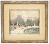 Jules Herve 'Tuileries Garden' Oil Painting