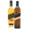 Johnnie Walker. Double Black y Green Label 15 años. Blended. Scotch Whisky. Scotland. Piezas: 2.