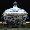 Chinese Export Blue and White Porcelain Tureen and Cover