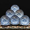 Set of Nine Chinese Export Blue and White Porcelain Soup Plates