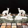 Group of Four Continental Porcelain Models of Whippets
