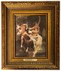 Nymphs & Satyr 1873, A Post Adolphe William Bouguereau Painting Framed Canvas Print