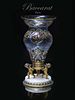 19th C. French Baccarat Crystal Figural Champleve enamel Bronze Centerpiece
