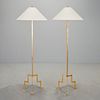 Visual Comfort, pair gilded floor lamps
