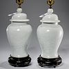 Pair Chinese porcelain ginger jar lamps