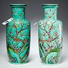 Pair large Chinese porcelain rouleau vases