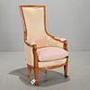 Directoire style upholstered tall back bergere