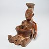 Mangbetu prestige pipe with ancestor figure
