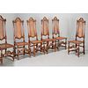(6) William & Mary caned walnut high-back chairs