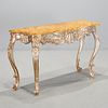 Italian Rococo style silvered faux marble console