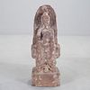 Large Chinese carved stone seated Guanyin