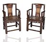 A PAIR OF CHINESE SOFTWOOD ARMCHAIRS