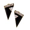 Signed 18k gold Earrings with Diamonds & Onyx
