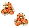 Seaman Schepps Earrings in 18Kt Gold With Pink Coral & Pearls
