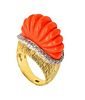 Italian Ring in 18k Gold with 23.5 Cts in Diamonds & Coral
