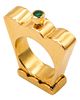 Memphis Design Geometric Sculptural Ring In 18K Gold With Emerald