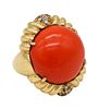 Modernist Cocktail Ring In 18K Gold With 26.80 Cts In Red Coral & Diamonds