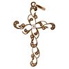 Antique 18k Gold Cross Pendant with Diamonds & Pearls
