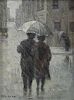 FILMUS, Tully. Oil on Canvas. Figures in the Rain.