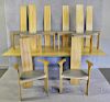 Danish Modern Dining Table and 8 High Back Chairs