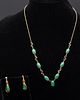 14K Gold and Jade Necklace and Earrings