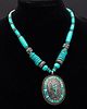 Native American Silver and Turquoise Necklace