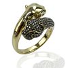 14 Karat Yellow Gold Snake Ring accented with small Round Cut Diamonds and Emeralds