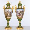 Large Pair of Sevres Style Porcelain Urns, 19th C