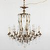 French Style Bronze and Glass 12 Light Chandelier