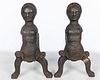 Shenandoah Valley Figural Cast Iron Andirons, 19th C