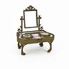 Vintage French Bronze and Guilloche Enameled Miniature Ladies Desk