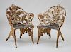 Suite of Painted Cast-Iron Fern and Blackberry Pattern Seat Furniture, Coalbrookdale
