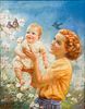 Mabel Rollins Harris pastel illustration Mother and Child