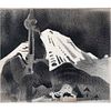 GERARDO MURILLO "DR. ATL", Montaña con árbol, 1940, Firmado, Esténcil s/papel S/N, 24 x 29.5 cm, con documento.